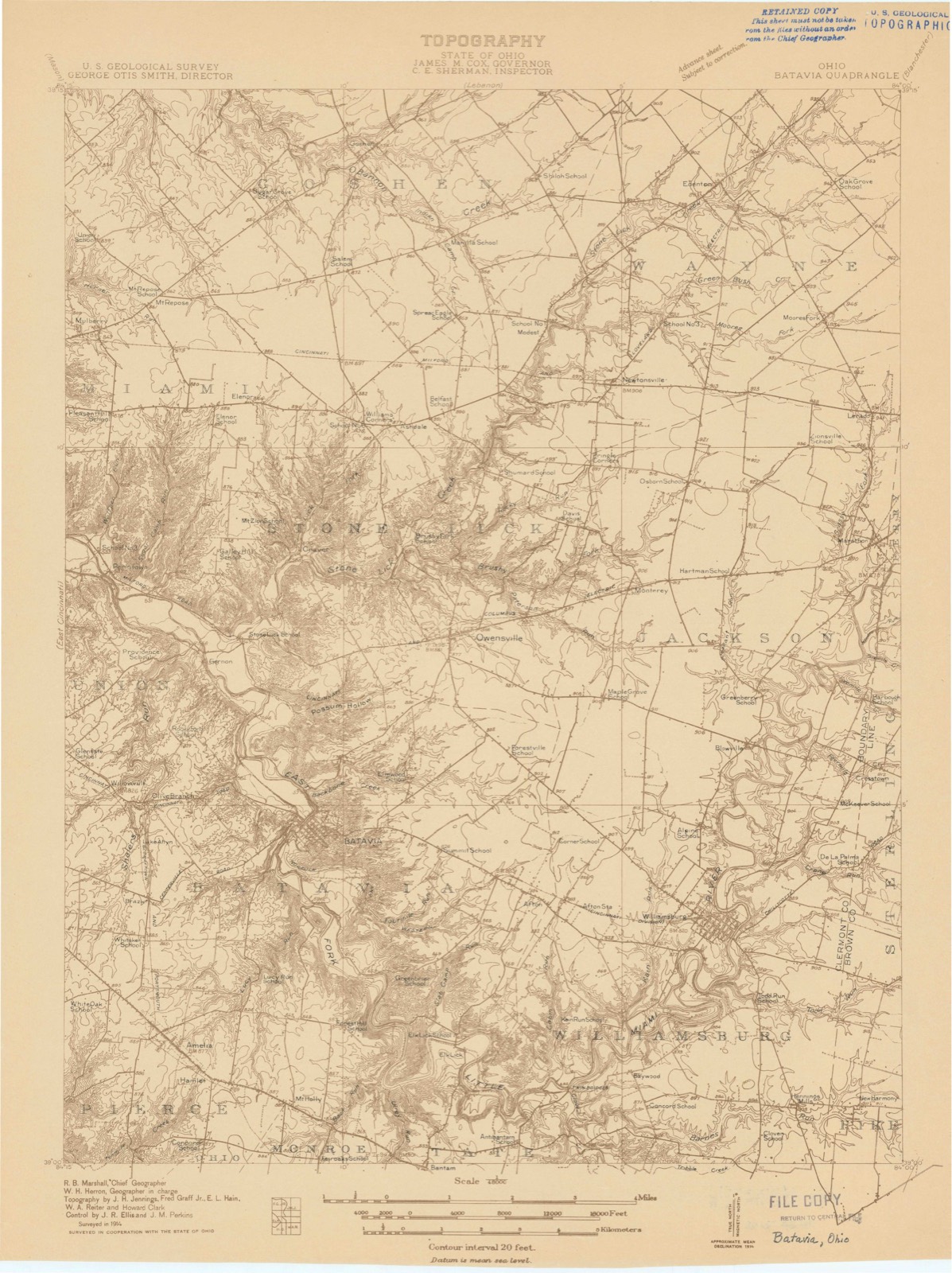 Topographic sheet of Batavia, surveyed 1914