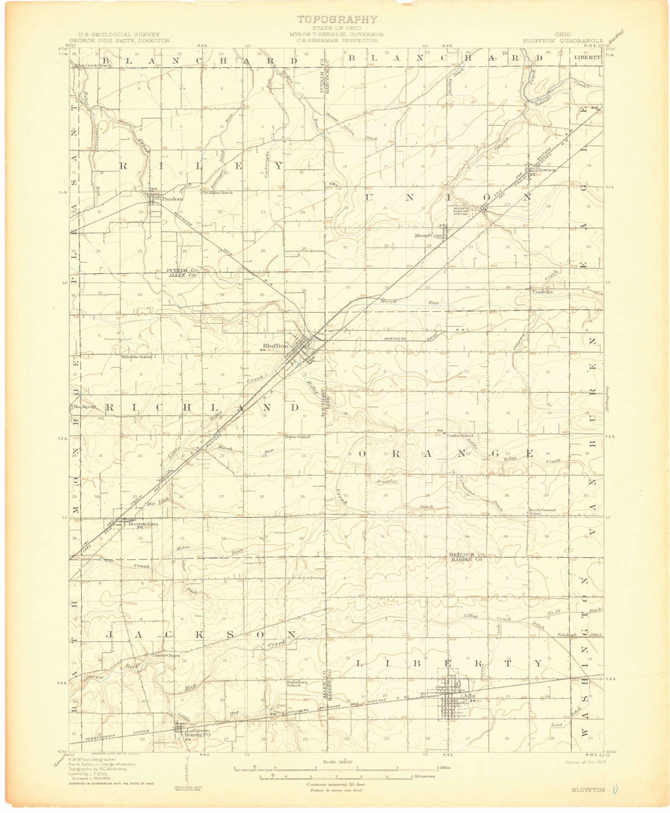 Topographic sheet of Beaverdam, surveyed 1907