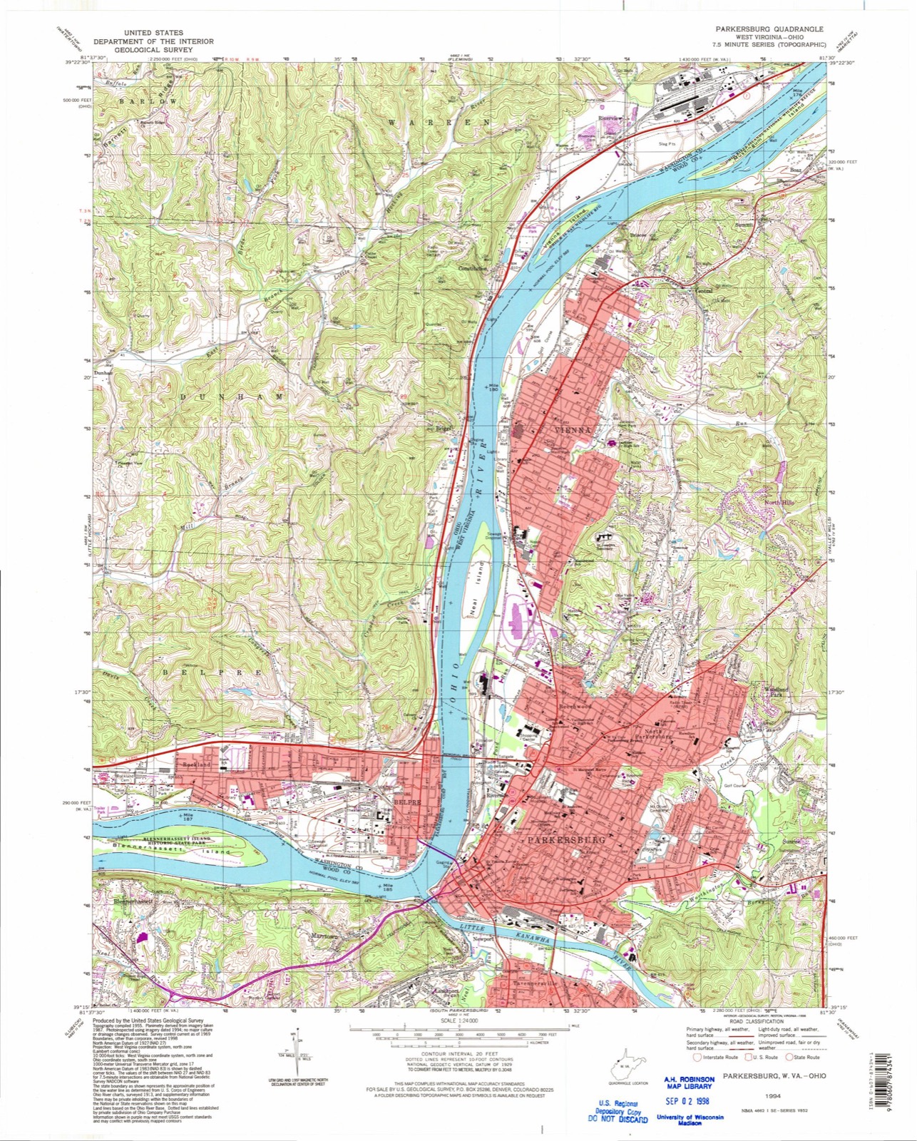 Topographic sheet of Blennerhassett View, surveyed 1994