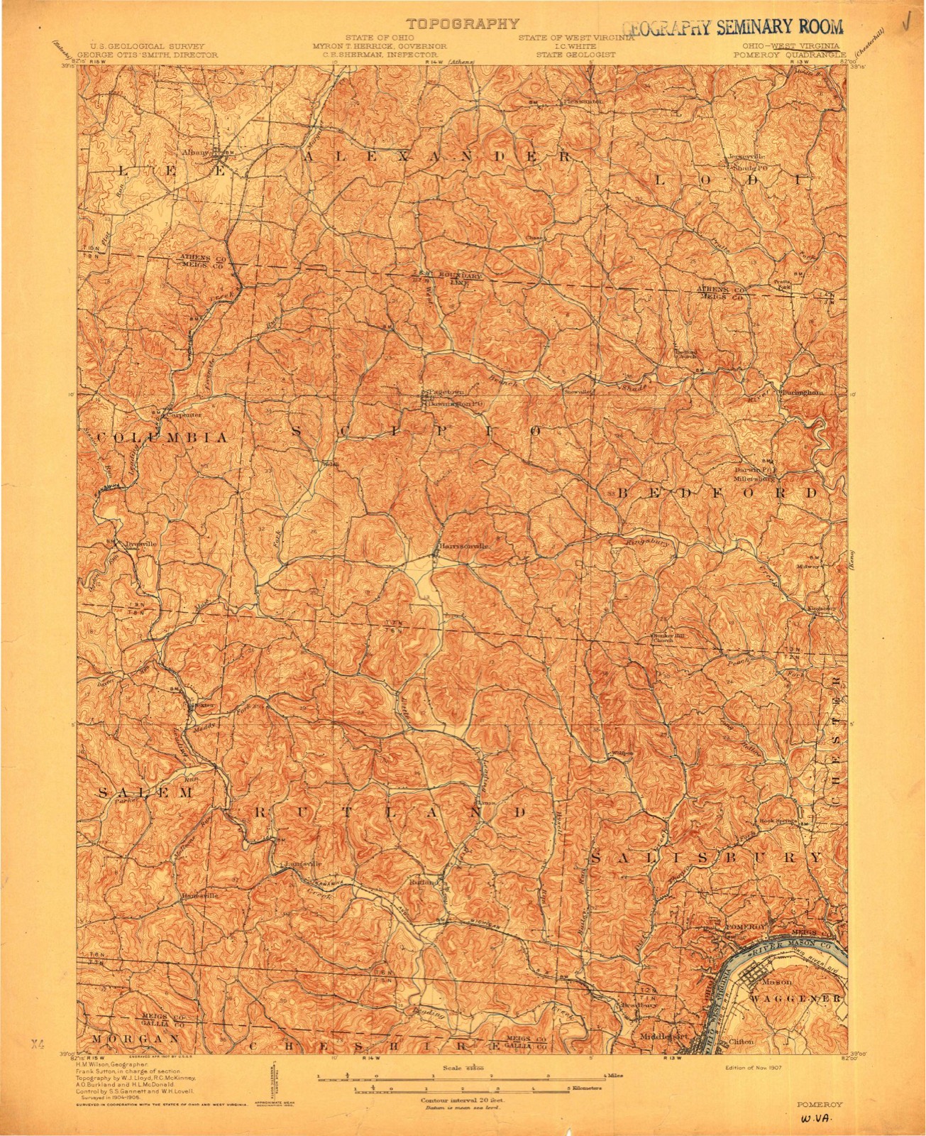 Topographic sheet of Burlingham, surveyed 1907