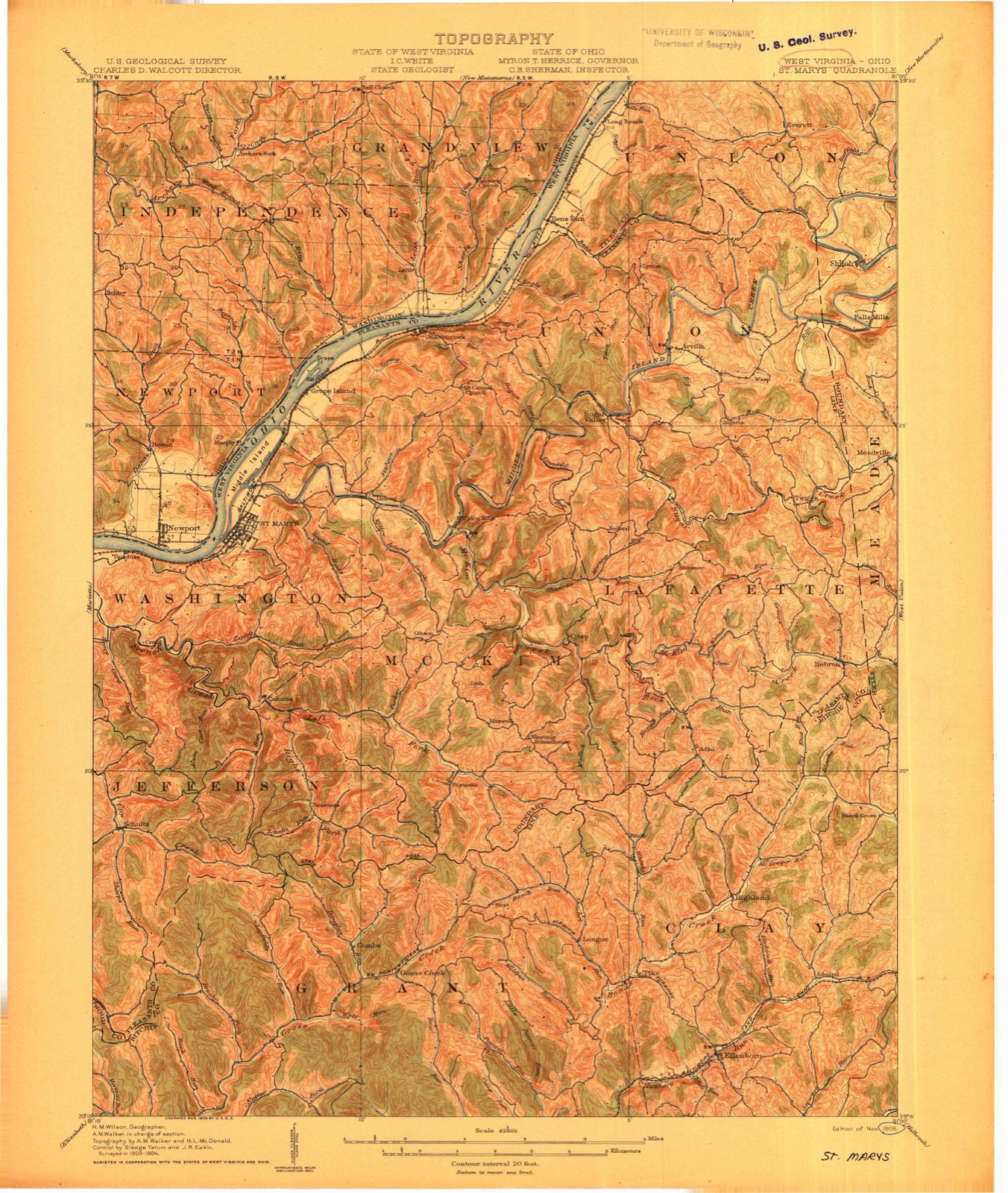 Topographic sheet of Briggs, surveyed 1906