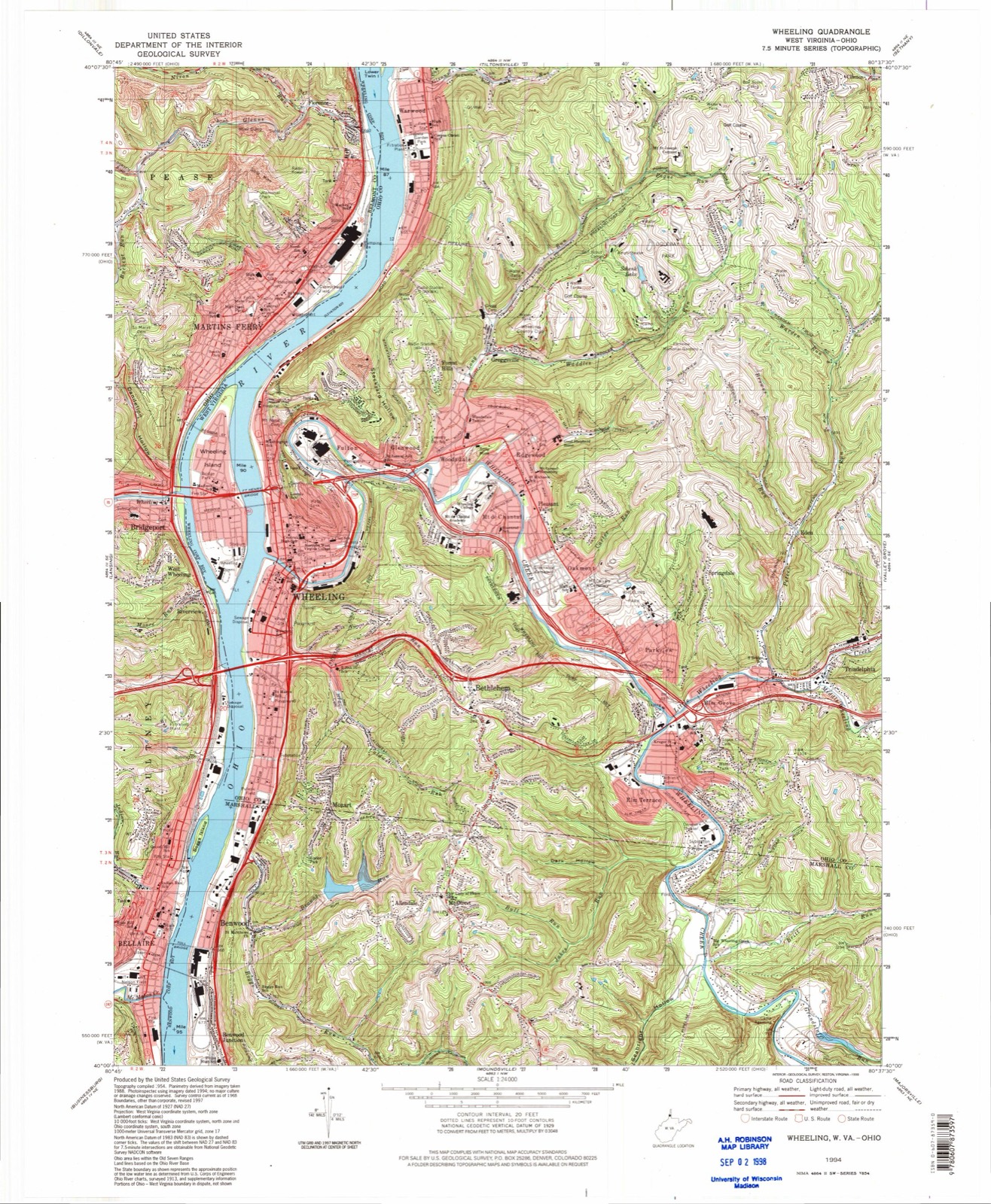 Topographic sheet of Riverview, surveyed 1994
