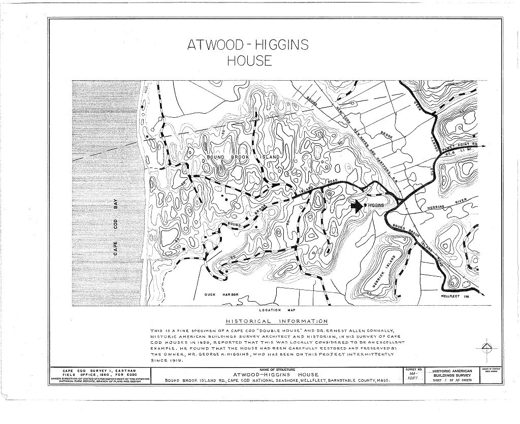 Atwood-Higgins House, Bound Brook Island Road, Wellfleet, Barnstable County, MA, measured drawing filed with the federal survey
