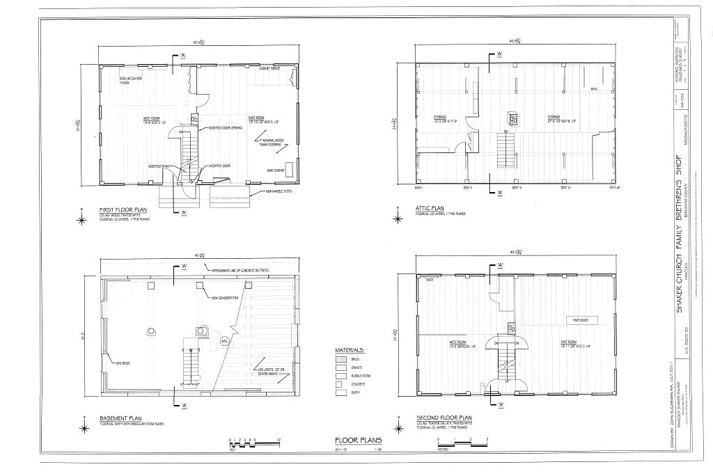 Shaker Church Family Brethren's Shop, U.S. Route 20, Hancock, Berkshire County, MA, measured drawing filed with the federal survey