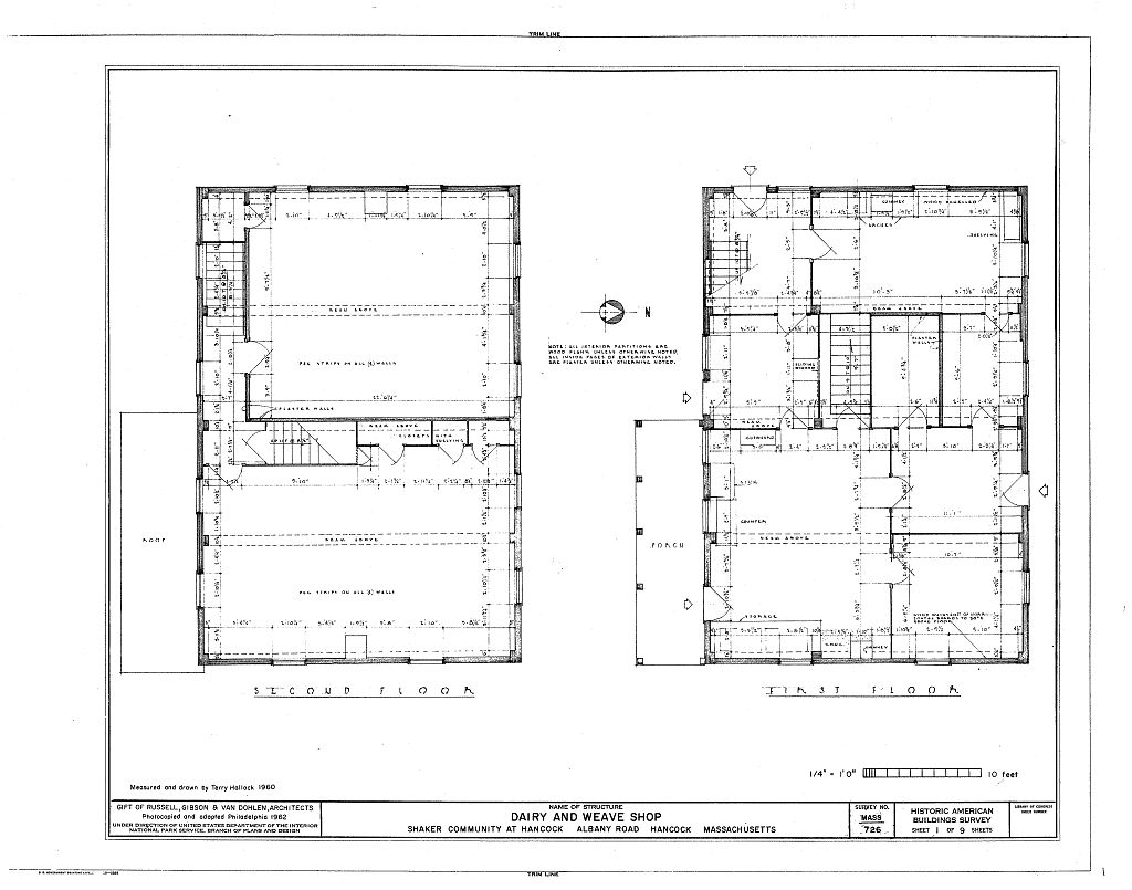 Shaker Church Family Dairy & Weave Shop, U.S. Route 20, Hancock, Berkshire County, MA, measured drawing filed with the federal survey