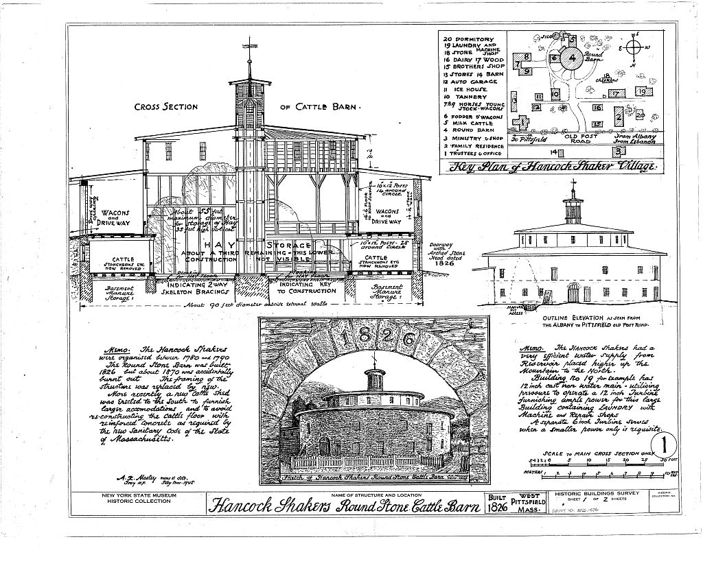 Shaker Church Family Round Barn, U.S. Route 20, Hancock, Berkshire County, MA, measured drawing filed with the federal survey