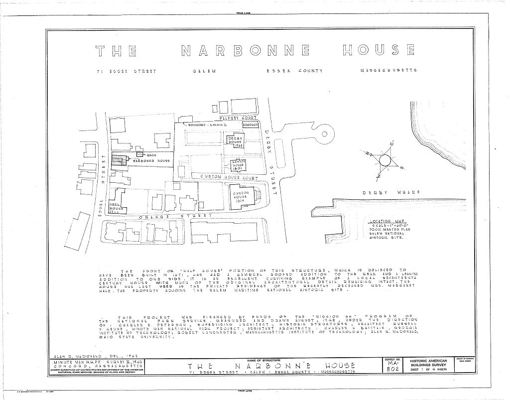 Narbonne House, 71 Essex Street, Salem, Essex County, MA, measured drawing filed with the federal survey