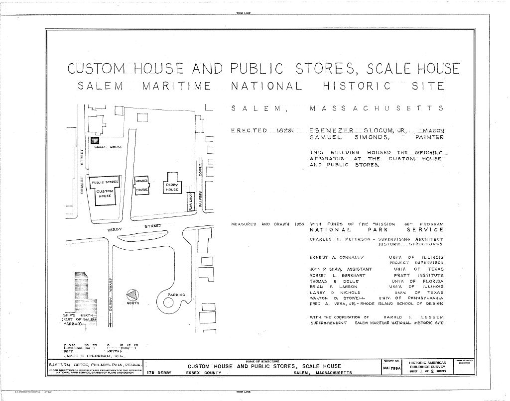 Custom House & Public Stores, Scale House, 178 Derby Street, Salem, Essex County, MA, measured drawing filed with the federal survey