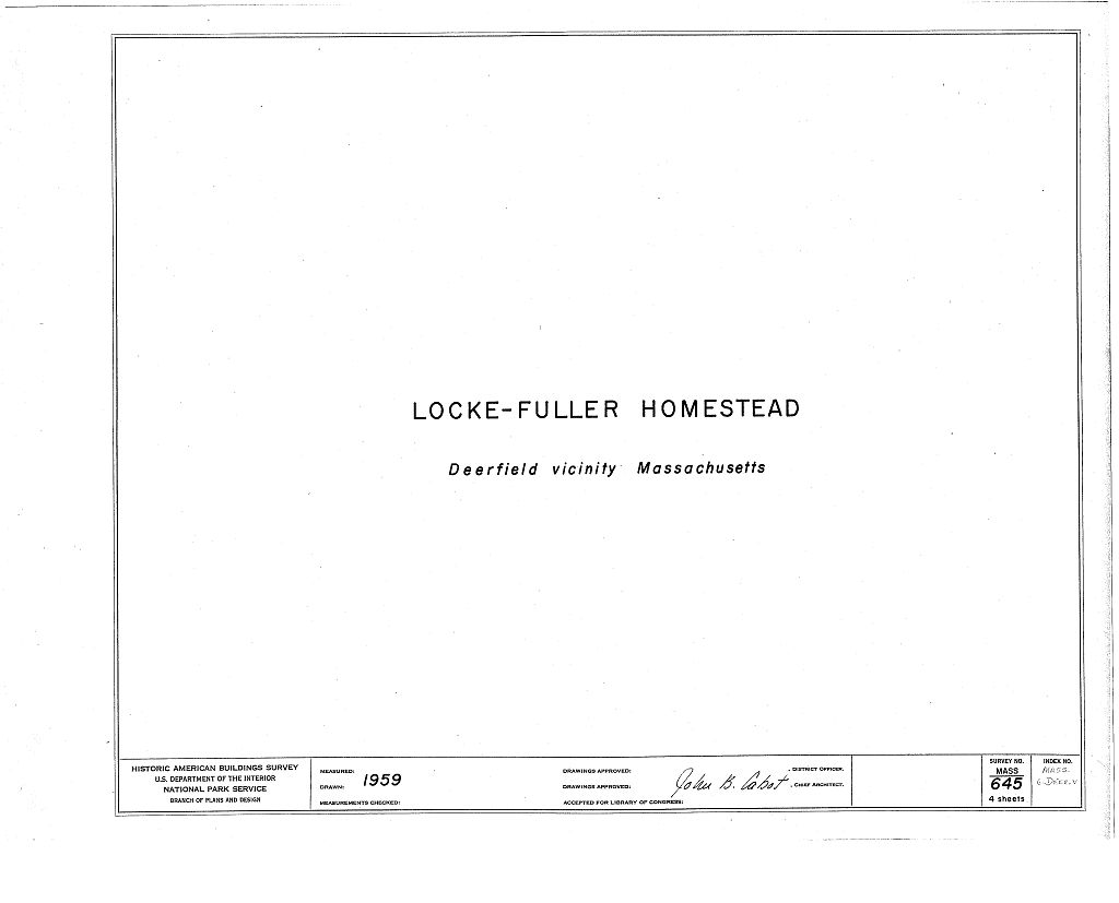Locke-Fuller House, Bars Road, Deerfield, Franklin County, MA, measured drawing filed with the federal survey