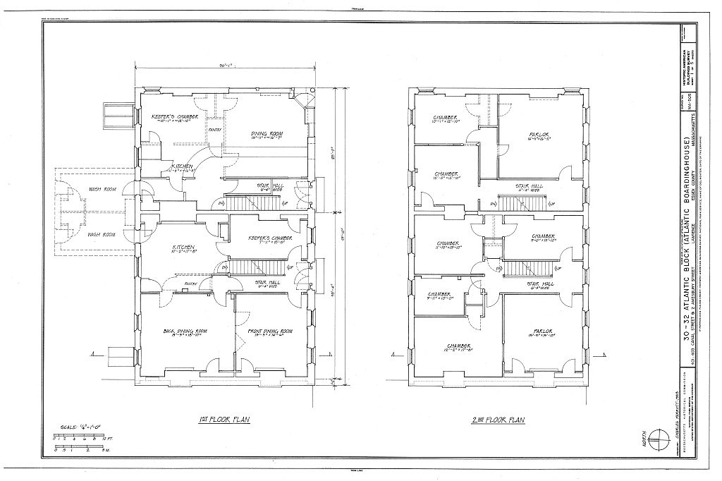 30-32 Atlantic Block, 401-403 Canal Street & 2 Amesbury Street, Lawrence, Essex County, MA, measured drawing filed with the federal survey