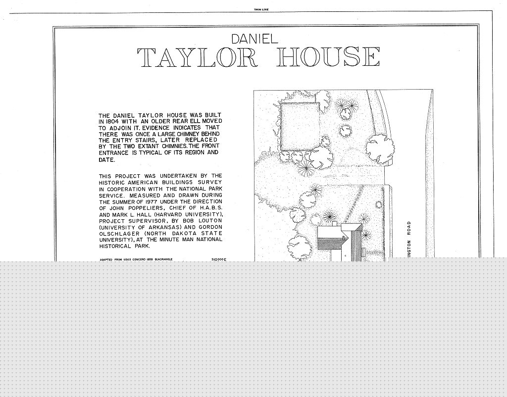 Daniel Taylor House, 663 Lexington Road, Concord, Middlesex County, MA, measured drawing filed with the federal survey