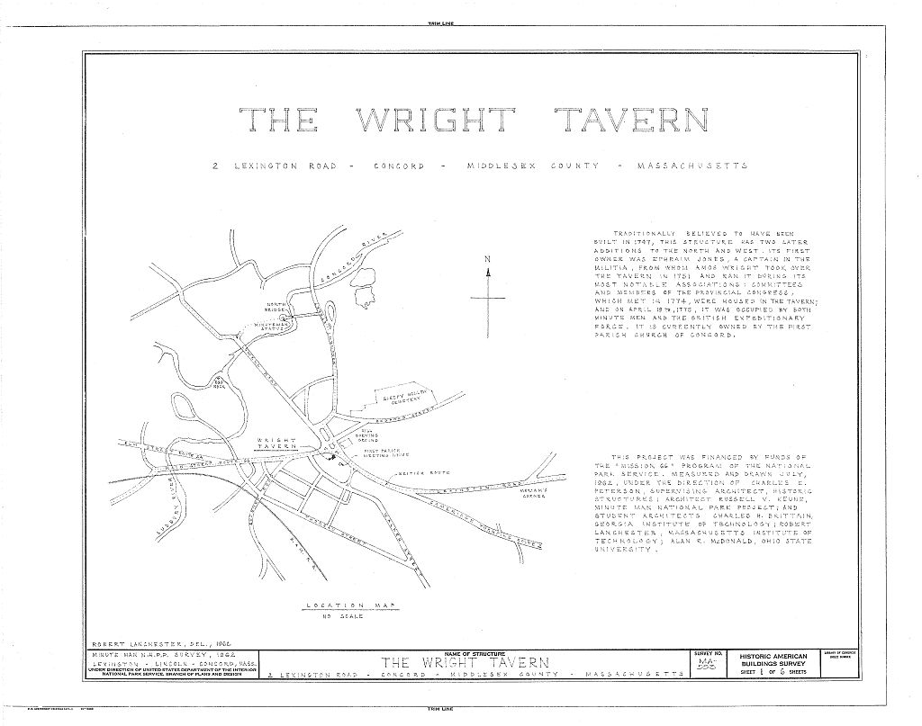 Wright Tavern, 2 Lexington Road, Concord, Middlesex County, MA, measured drawing filed with the federal survey