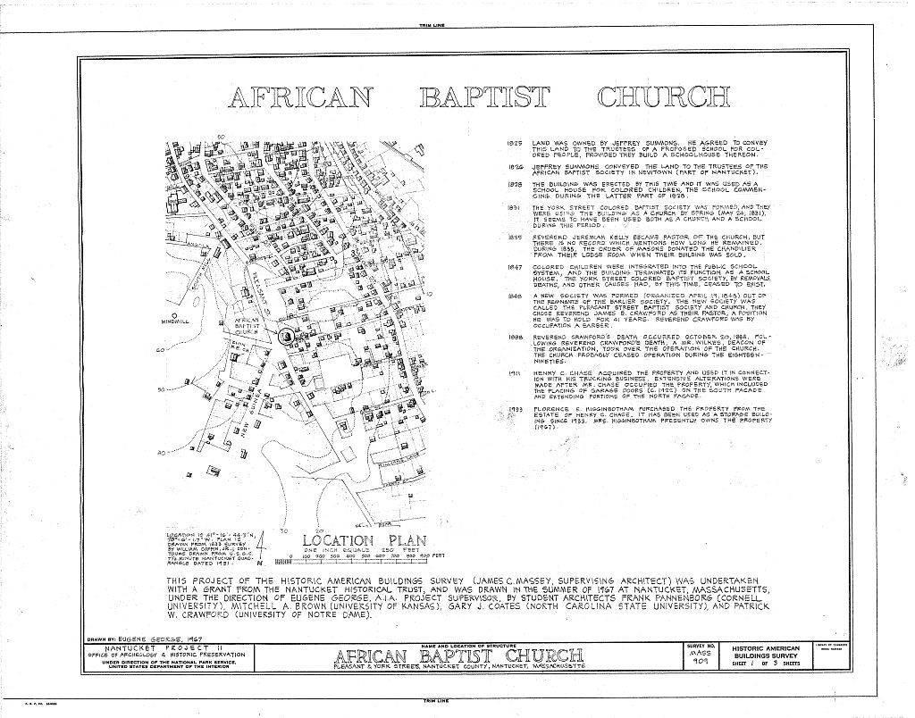 African Society Baptist Church, York Street, Nantucket, Nantucket County, MA, measured drawing filed with the federal survey