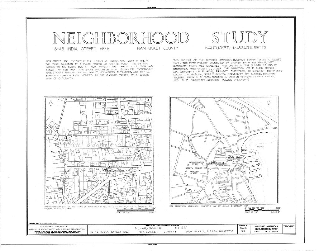 India Street Neighborhood Study, 15-45 India Street, Nantucket, Nantucket County, MA, measured drawing filed with the federal survey