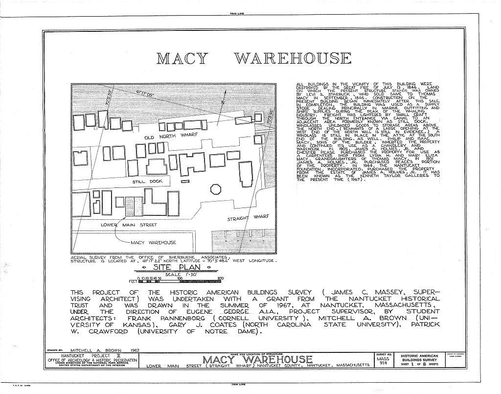 Thomas Macy Warehouse, Straight Wharf, Nantucket, Nantucket County, MA, measured drawing filed with the federal survey