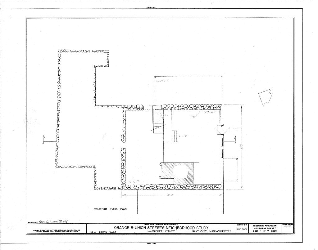 Solomon & Paul Gardner Houses, 1 & 3 Stone Alley, Nantucket, Nantucket County, MA, measured drawing filed with the federal survey