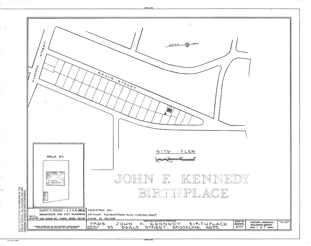 John Fitzgerald Kennedy Birthplace, 83 Beals Street, Brookline, Norfolk County, MA, measured drawing filed with the federal survey