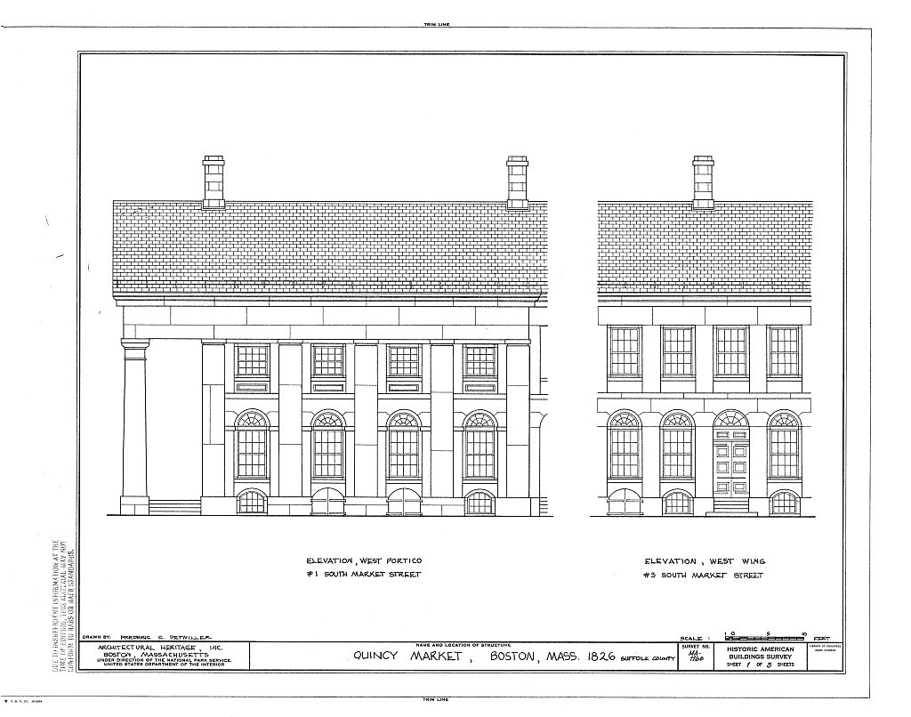 Quincy Market, South Market Street, Boston, Suffolk County, MA, measured drawing filed with the federal survey