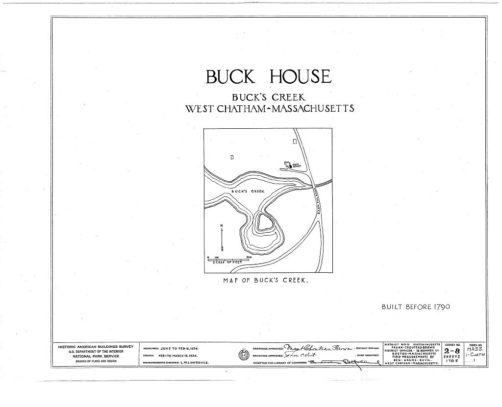 Buck House, Barn Hill Road, West Chatham, Barnstable County, MA, measured drawing filed with the federal survey