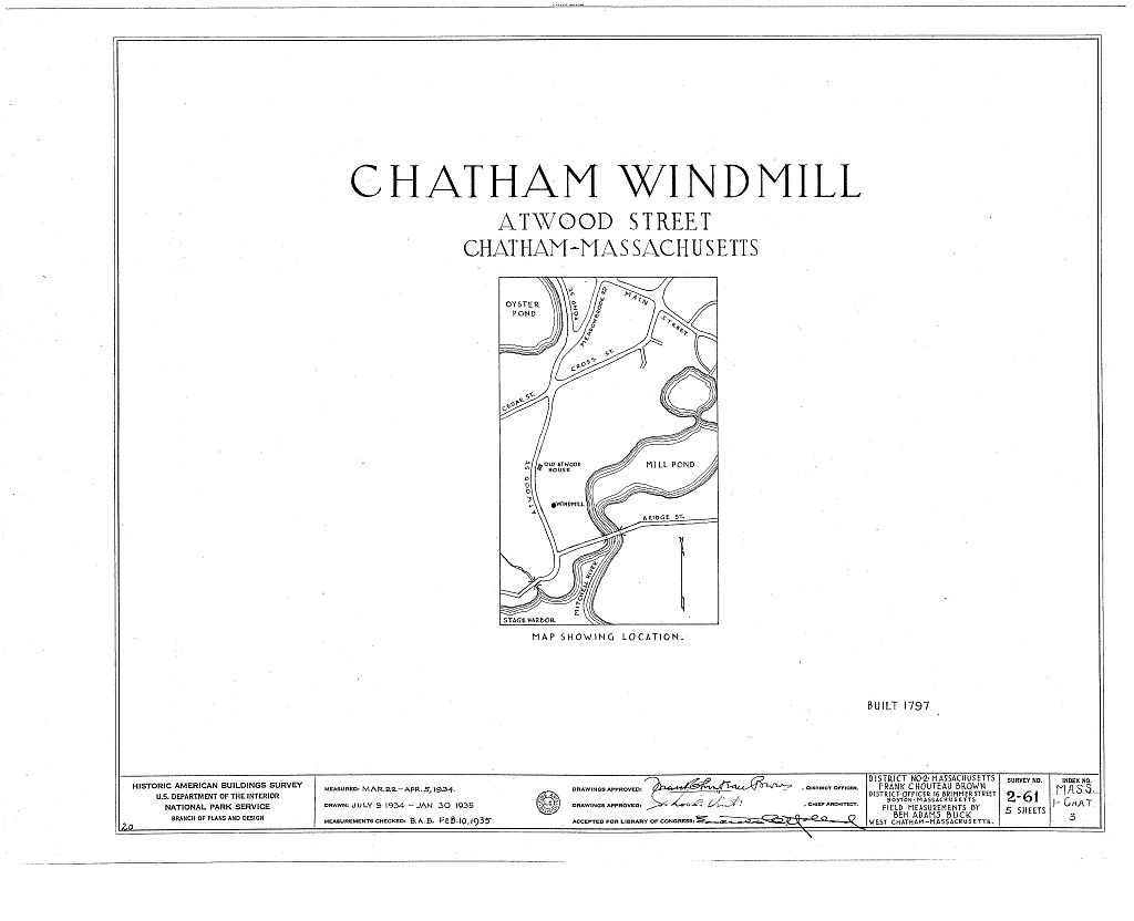 Chatham Windmill, Atwood Street, Chatham, Barnstable County, MA, measured drawing filed with the federal survey