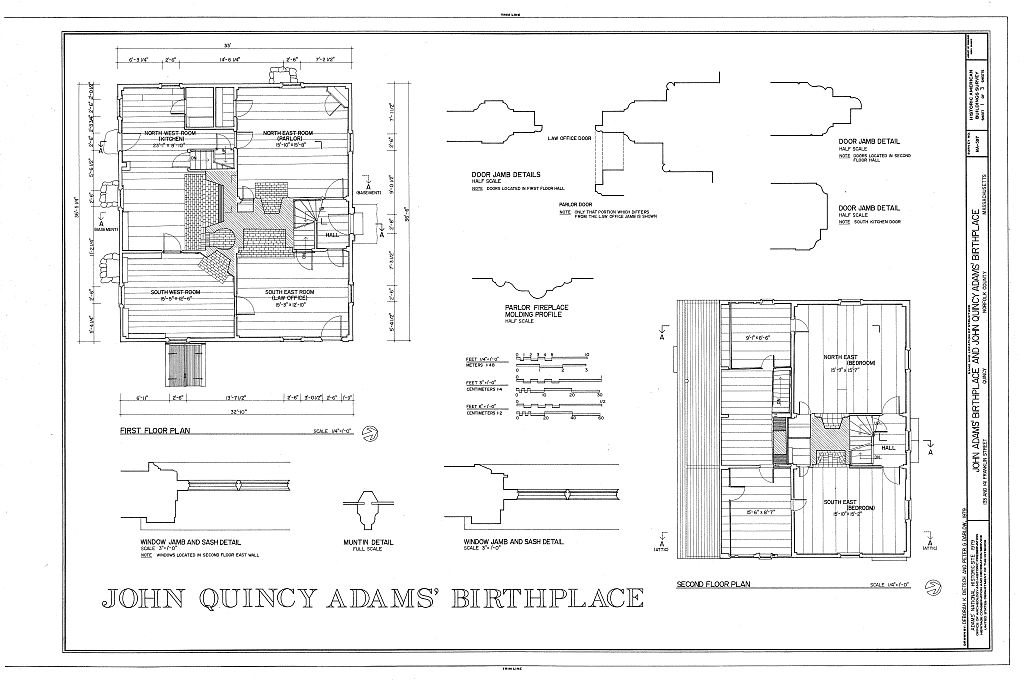 John Quincy Adams Birthplace, 141 Franklin Street, Quincy, Norfolk County, MA, measured drawing filed with the federal survey