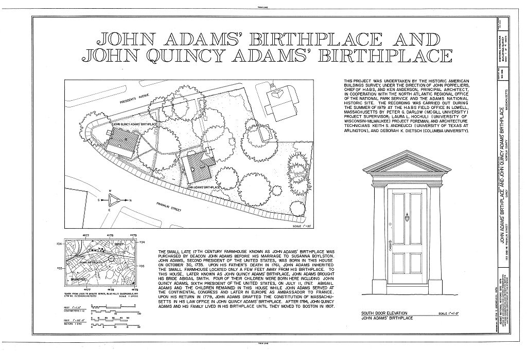 John Adams Birthplace, 133 Franklin Street, Quincy, Norfolk County, MA, measured drawing filed with the federal survey