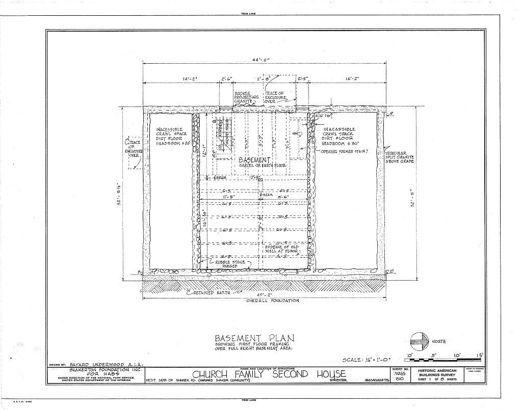 Shaker Church Family Dwelling House (second), Shaker Road, Harvard, Worcester County, MA, measured drawing filed with the federal survey