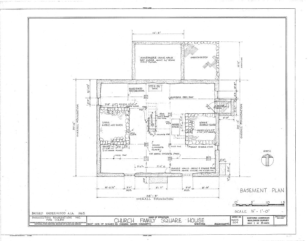 Shaker Church Family Square House, Shaker Road, Harvard, Worcester County, MA, measured drawing filed with the federal survey
