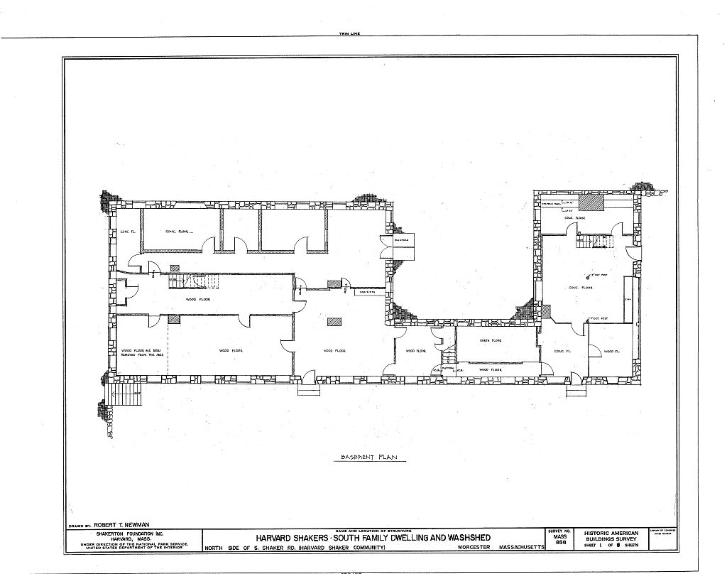 Shaker South Family Dwelling House, South Shaker Road, Harvard, Worcester County, MA, measured drawing filed with the federal survey