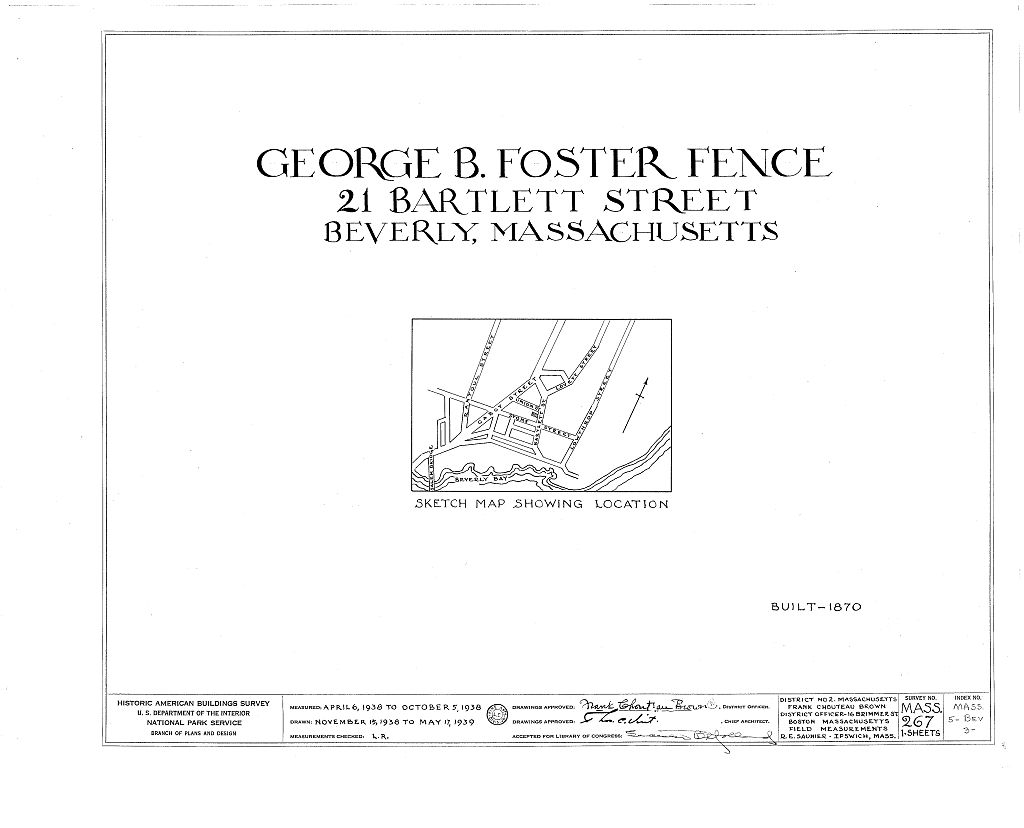 George B. Foster Fence, 21 Bartlett Street, Beverly, Essex County, MA, measured drawing filed with the federal survey