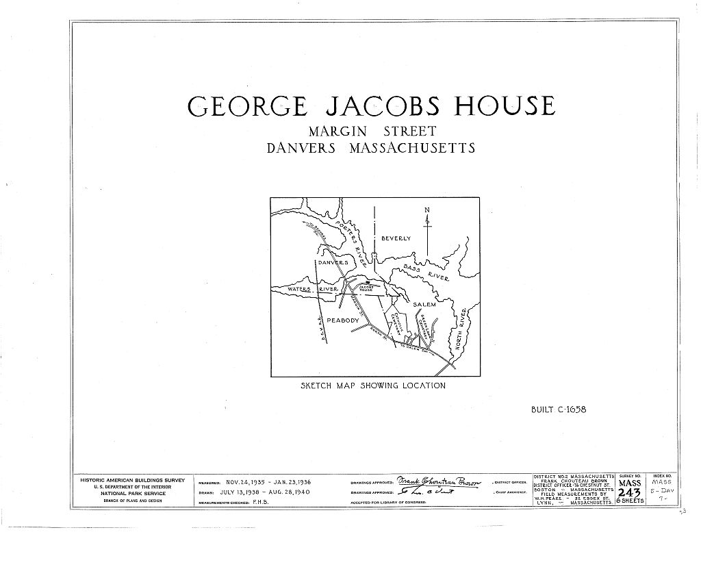 George Jacobs House, Margin Street, Danvers, Essex County, MA, measured drawing filed with the federal survey