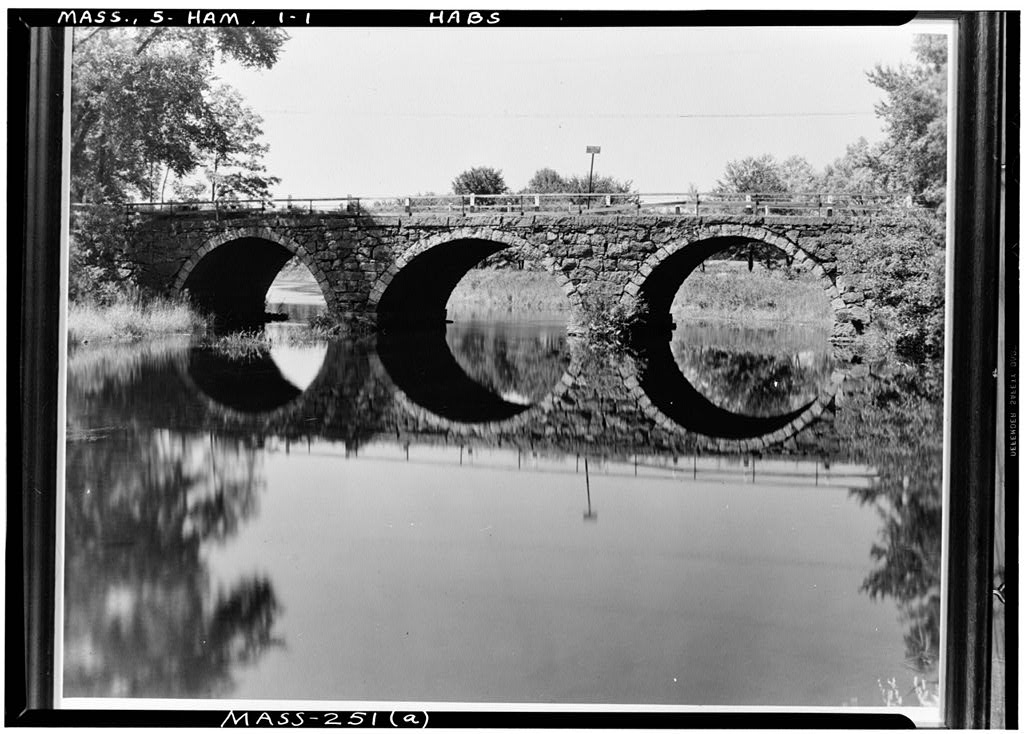 Warner's Bridge, Mill Road, spanning Ipswich River, Hamilton, Essex County, MA, photograph filed with the federal survey
