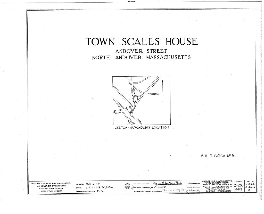 Town Scales House, Andover Street, North Andover, Essex County, MA, measured drawing filed with the federal survey