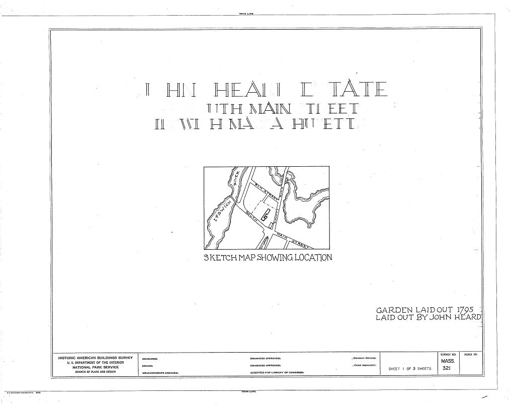 John Heard Estate, State Route 1A, Ipswich, Essex County, MA, measured drawing filed with the federal survey