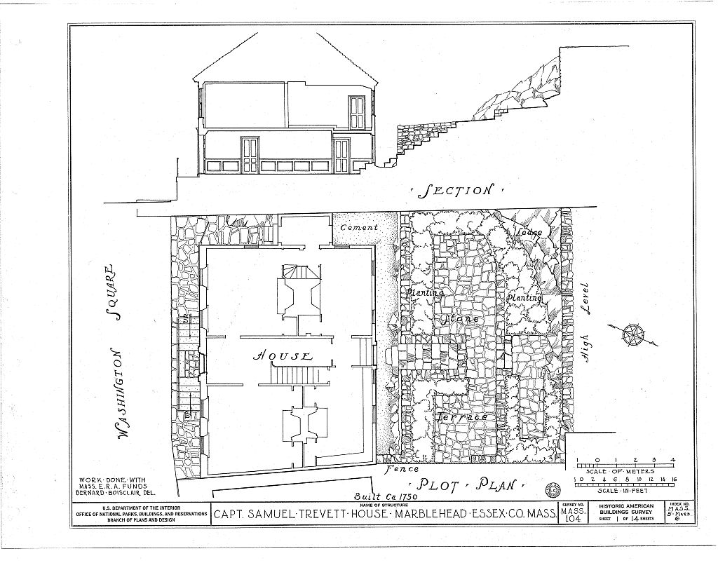 Captain Samuel Trevett House, 65 Washington Street, Marblehead, Essex County, MA, measured drawing filed with the federal survey