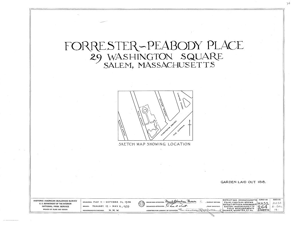 Forrester-Peabody Place, 29 Washington Square, Salem, Essex County, MA, measured drawing filed with the federal survey