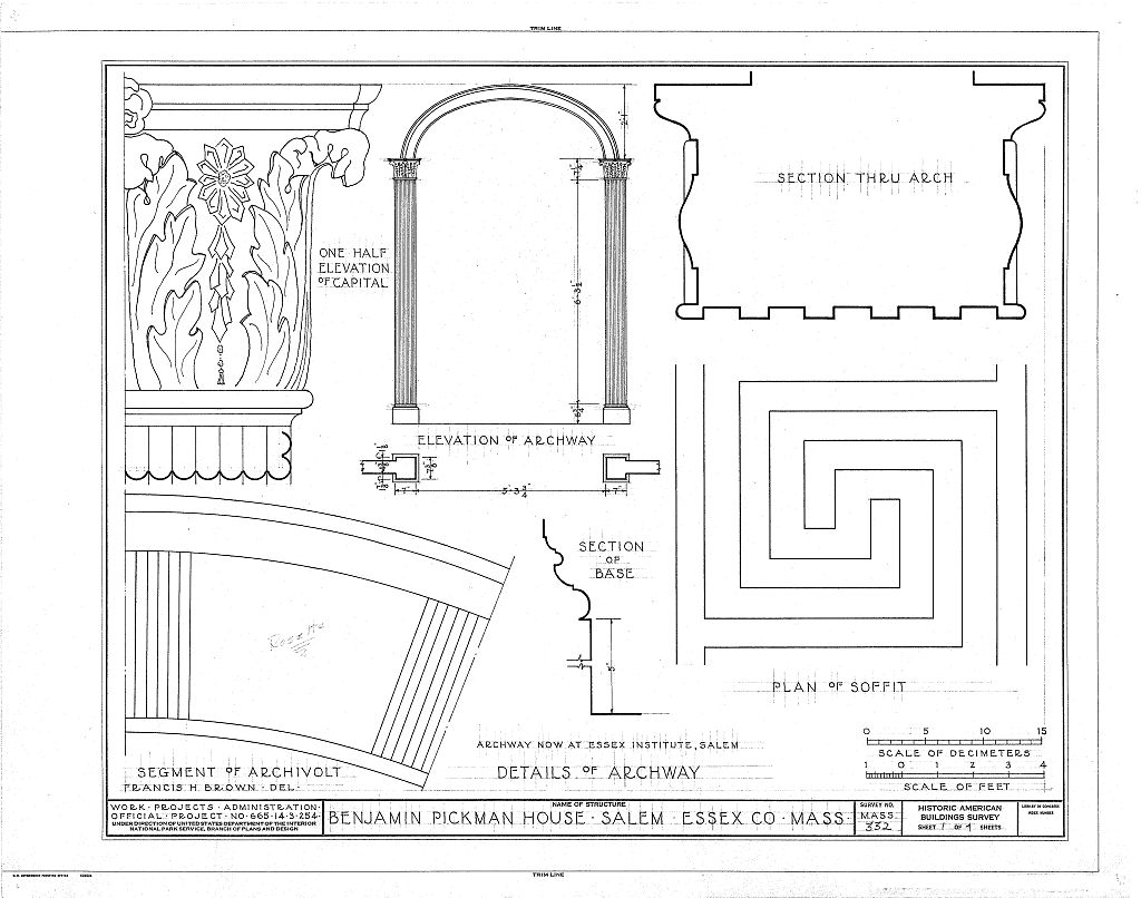 Benjamin Pickman House, 165 Essex Street, Salem, Essex County, MA, measured drawing filed with the federal survey