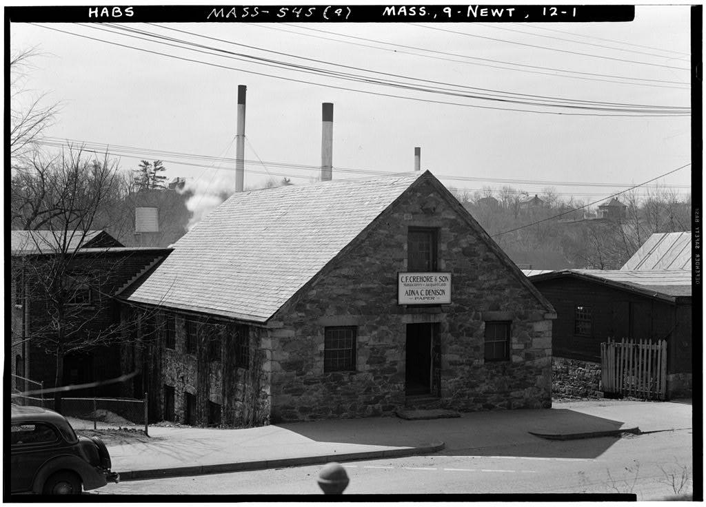 Crehore Paper Mill, 375 Elliot Street, Newton, Middlesex County, MA, photograph filed with the federal survey