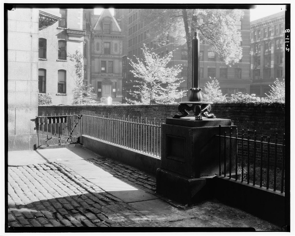 Iron Standard & Gate, Tremont Place, Boston, Suffolk County, MA, photograph filed with the federal survey