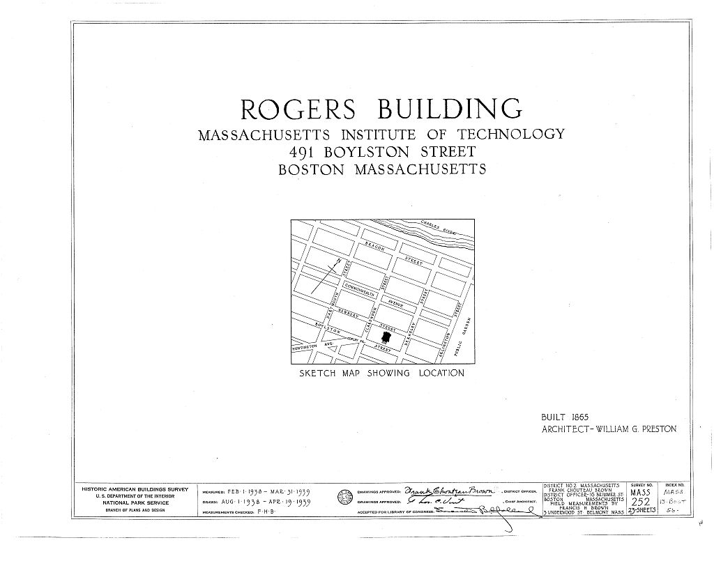 M.I.T., Rogers Building, 491 Boylston Street, Boston, Suffolk County, MA, measured drawing filed with the federal survey