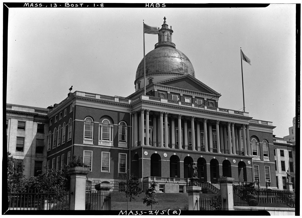 Massachusetts State House, Gates & Steps, Beacon Street, Boston, Suffolk County, MA, photograph filed with the federal survey