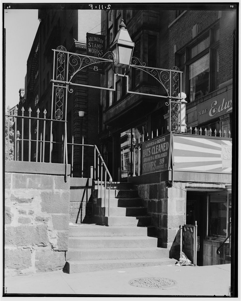 Wrought Iron Archway & Steps, Province & Bosworth Streets, Boston, Suffolk County, MA, photograph filed with the federal survey