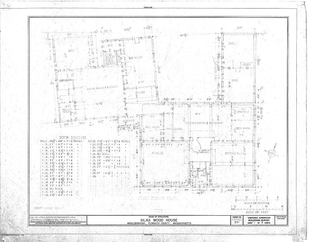 Silas Wood House, Middleboro, Plymouth County, MA, measured drawing filed with the federal survey
