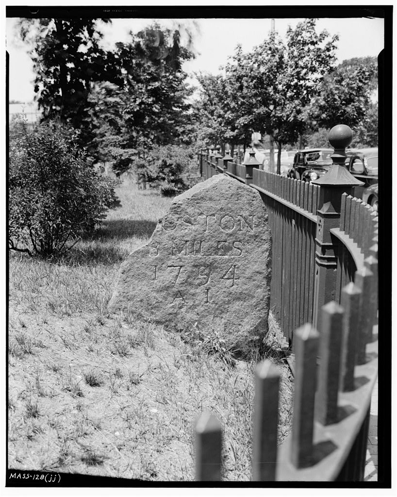 8-Mile Stone, Massachusetts Avenue & Garden Street, Cambridge, Middlesex County, MA, photograph filed with the federal survey