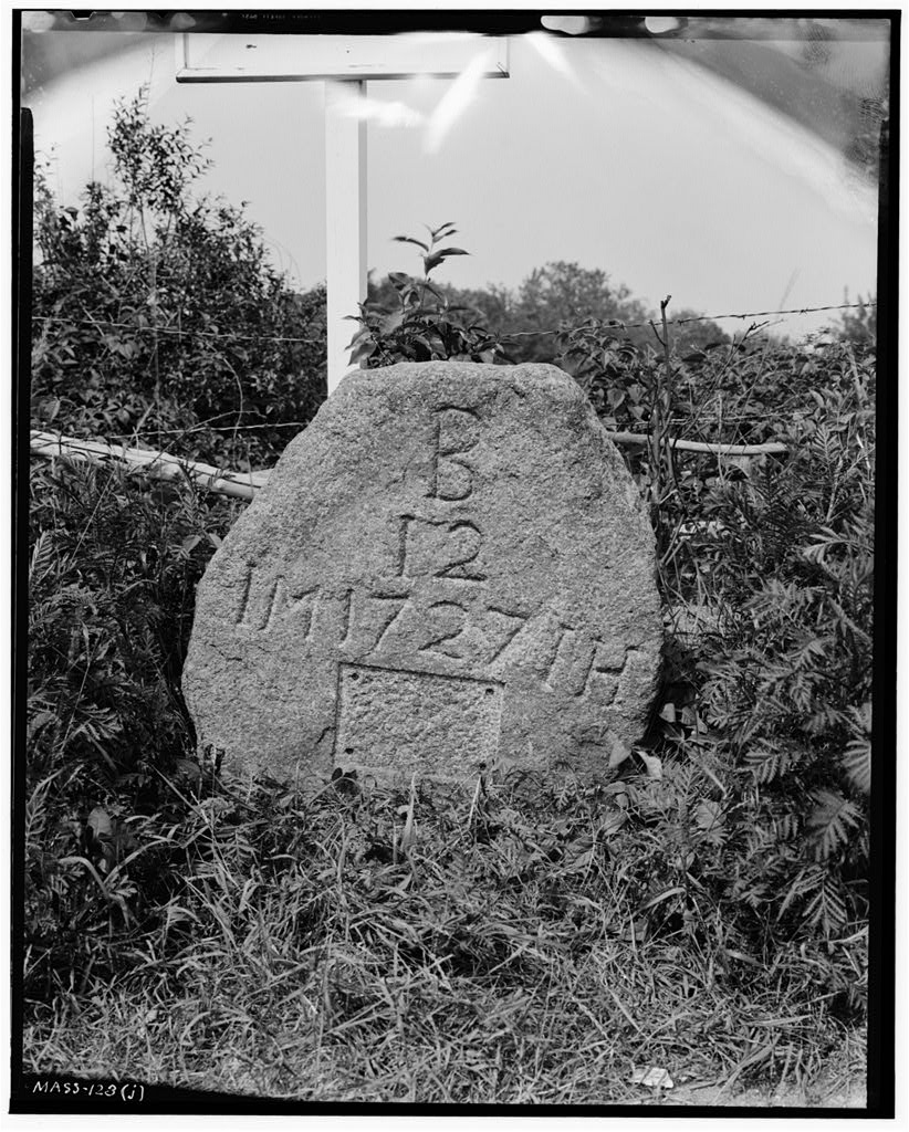 Twelve-mile Stone, Commercial Street, Braintree, Norfolk County, MA, photograph filed with the federal survey