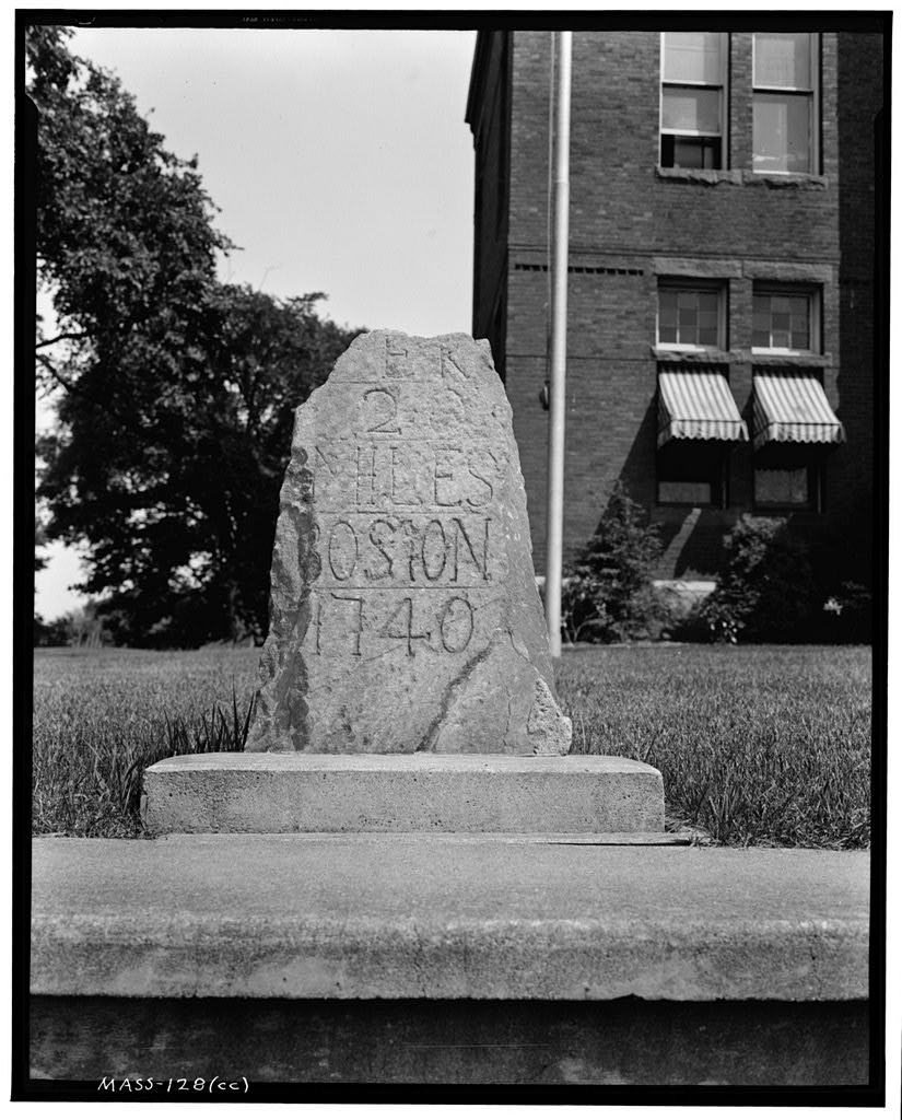 Twenty-mile Stone, Town Hall vicinity, Walpole, Norfolk County, MA, photograph filed with the federal survey