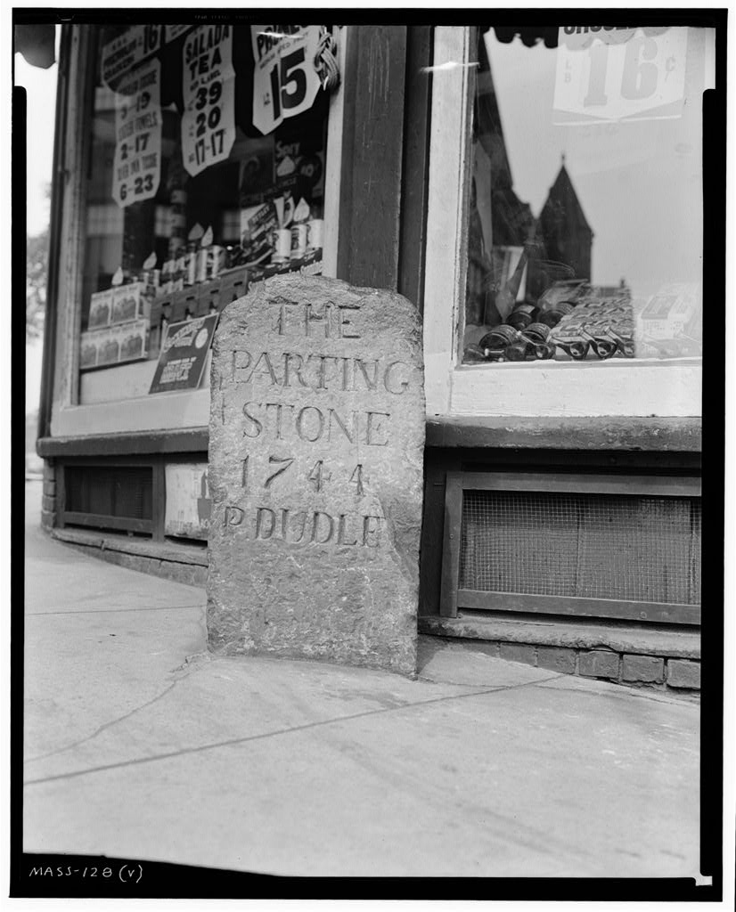 Parting Stone, Roxbury & Center Streets, Roxbury, Suffolk County, MA, photograph filed with the federal survey