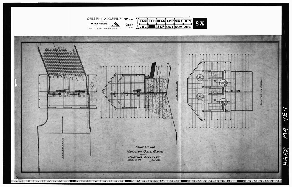 Hamilton Canal, Wasteway Gatehouse, Lowell, Middlesex County, MA, photograph filed with the federal survey