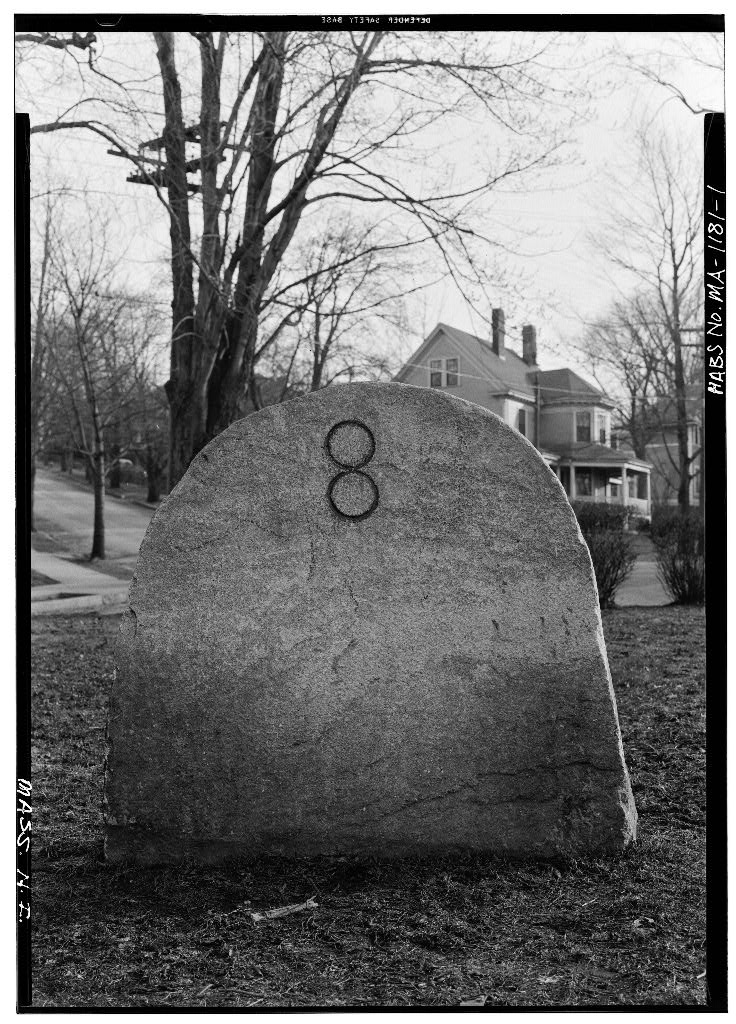 Milestone, Paul Revere Road, Arlington Heights, Middlesex County, MA, photograph filed with the federal survey