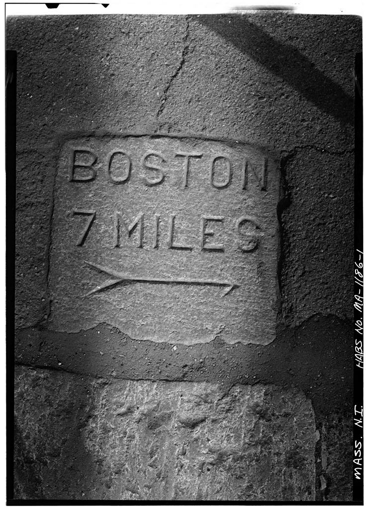 Milestone, Main & Foster Streets, Melrose, Middlesex County, MA, photograph filed with the federal survey